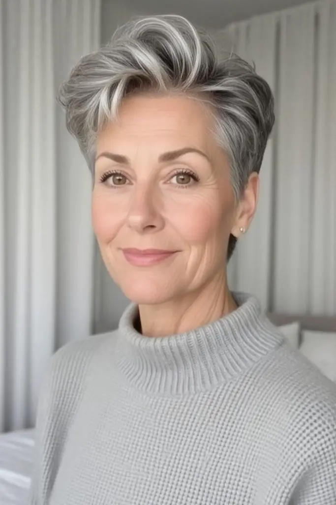 Cropped pixie with frosted icy highlights.