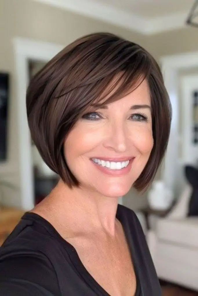 Sleek bob cut for youthful look