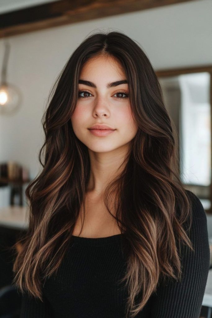 Almond light brunette with soft highlights