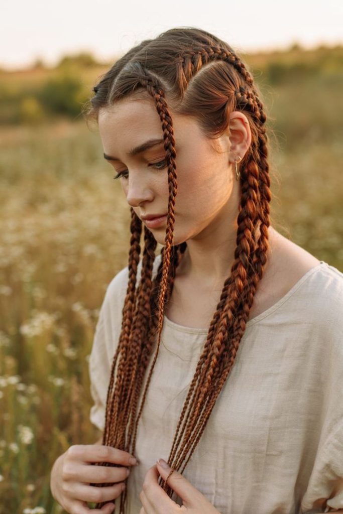 Twined pigtails arctic rope style