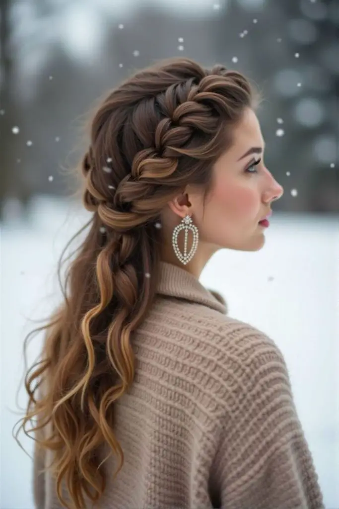 Wave-like plait with frozen water effect