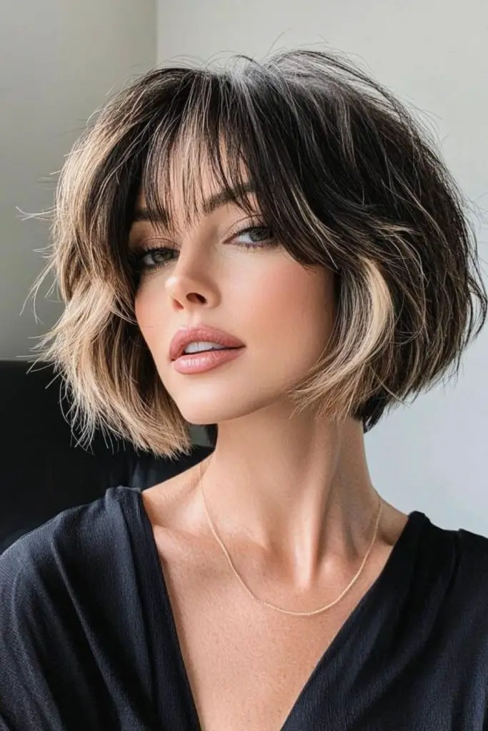 Ashen wave bob with bangs