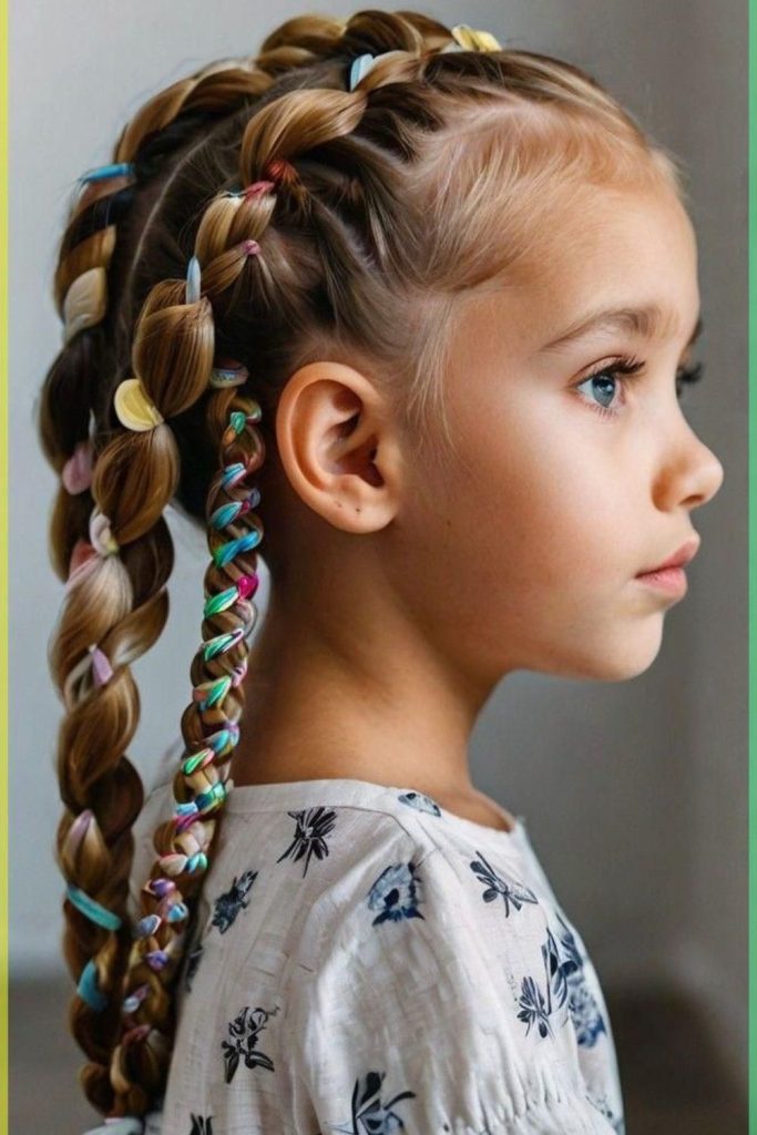 Basket weave braids with intricate design.