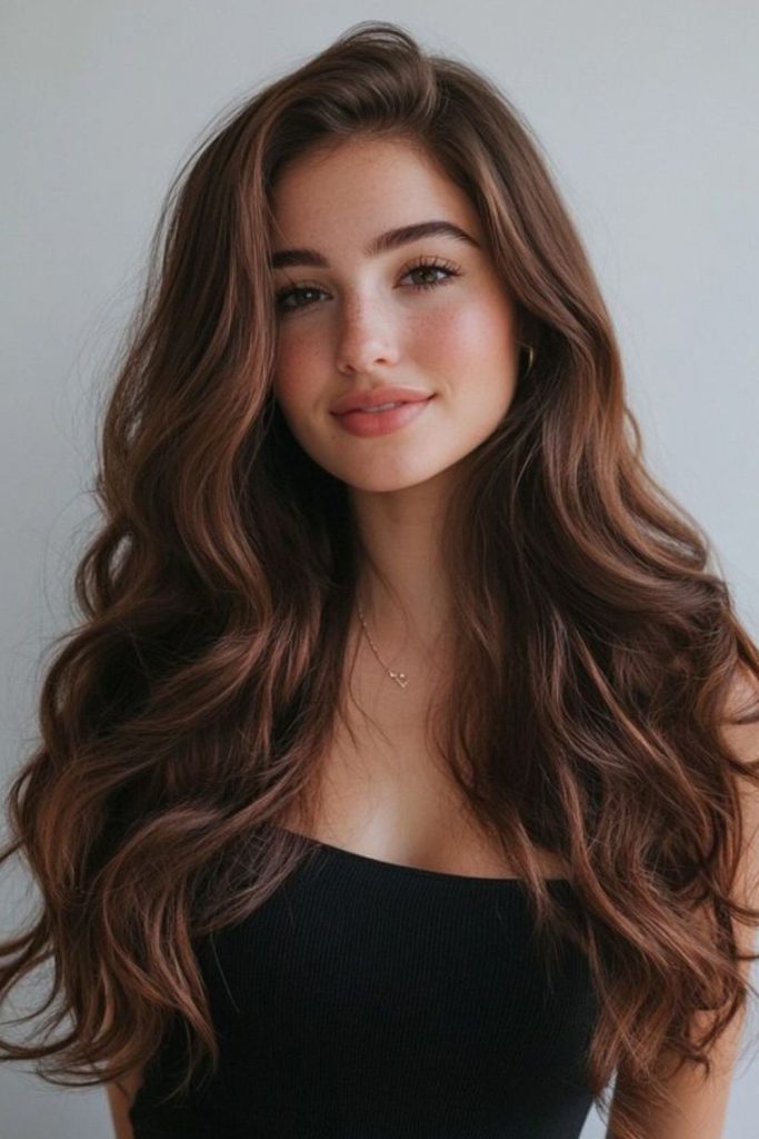 Bitter cocoa sleek brunette hairstyle