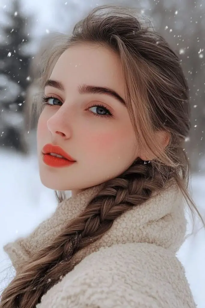 Rope braid wrapped scarf-like around neck