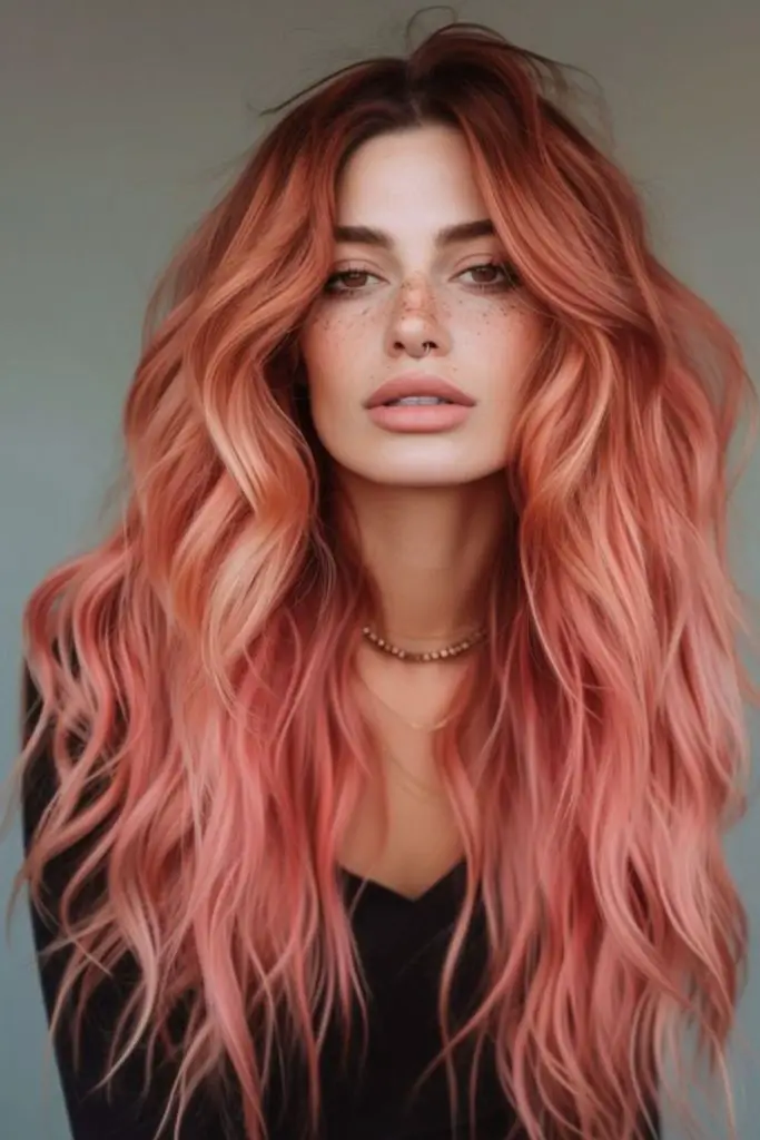 Fresh blush coral pink shade.