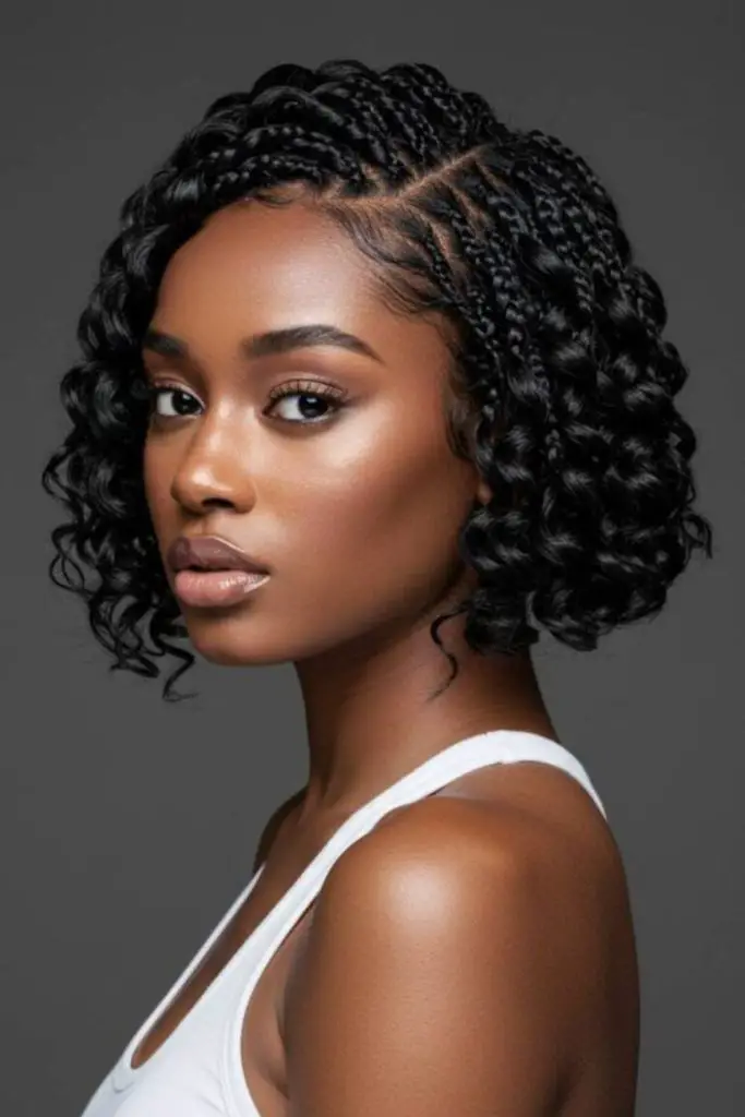 Knotless bob braids with natural flow