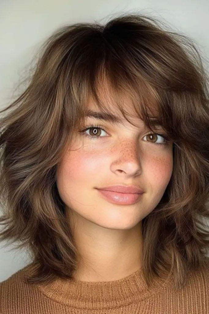 Bohemian feather shag bob with fringe