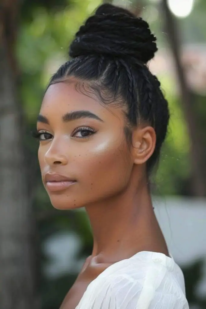 Braided high puff with volume