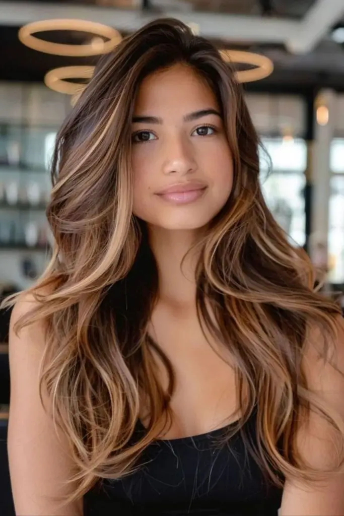 Bronze dust caramel on brown hair
