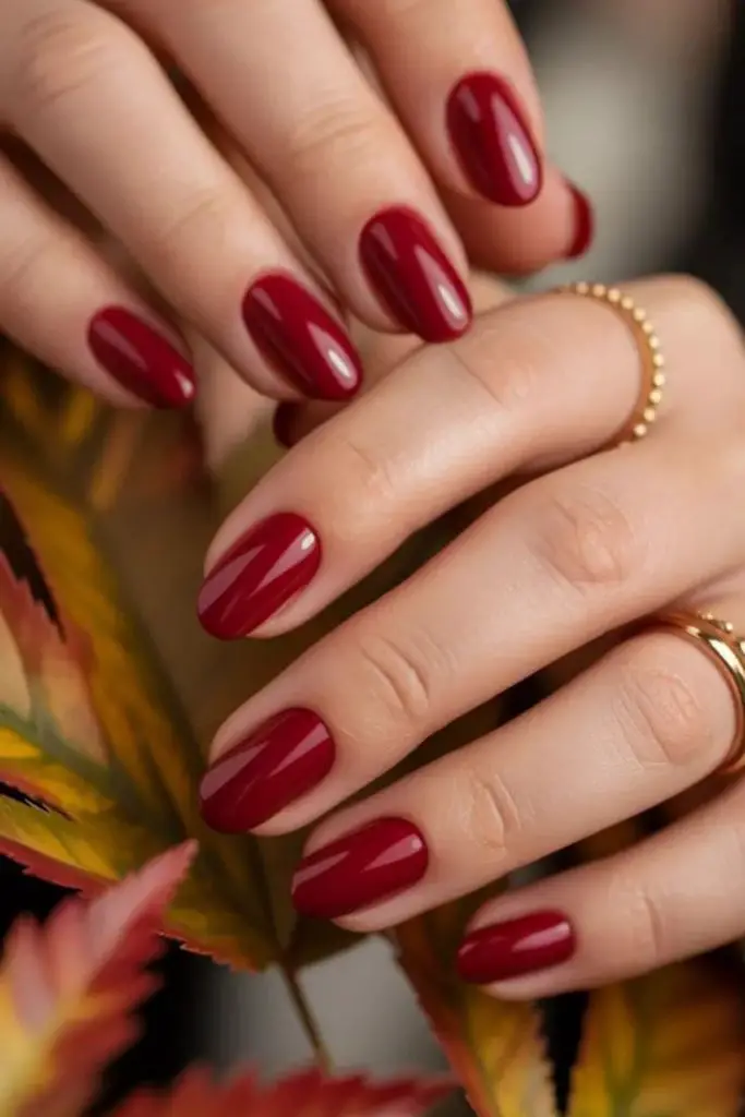 Candied apple glossy red nails
