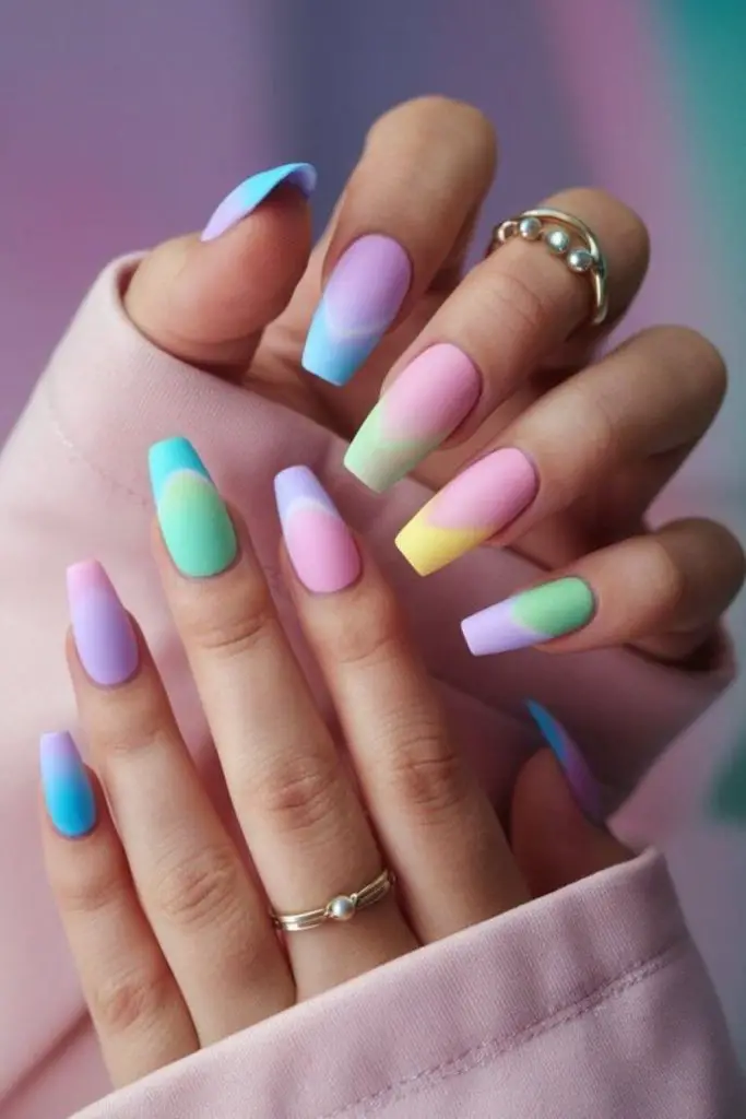 Pastel dripping candy glossy nails