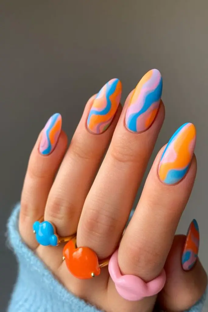 Vibrant twisted bubblegum pastel nails
