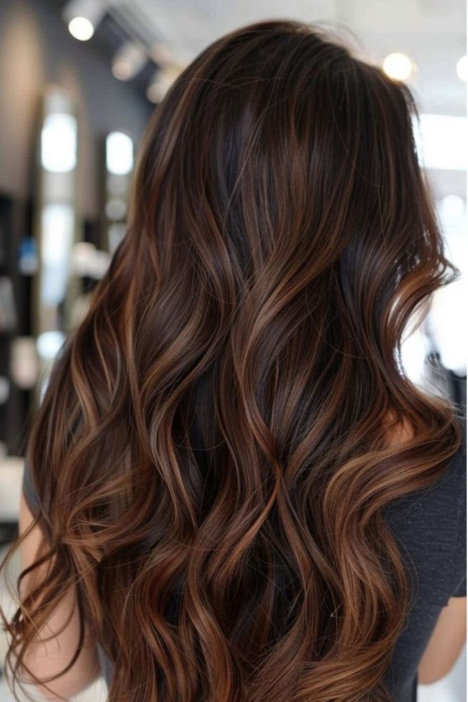 Caramel smoke ombre on long strands