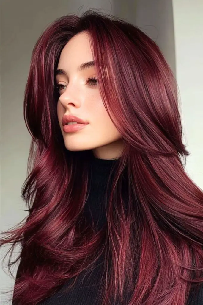 Deep cherry cola red tones.