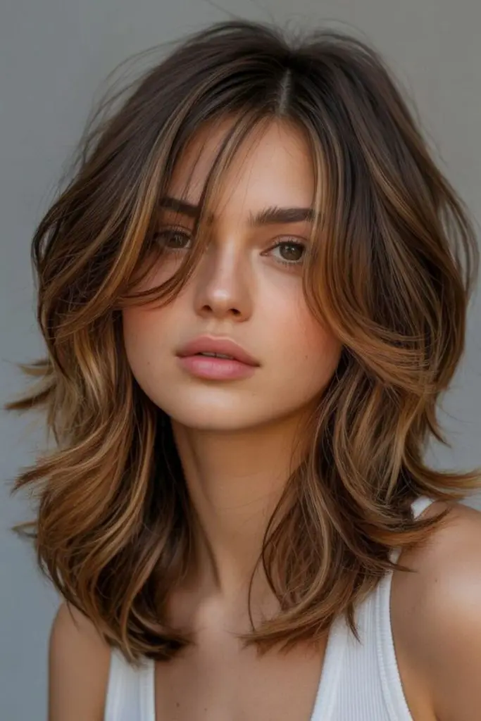 Chestnut brown blended with caramel tones