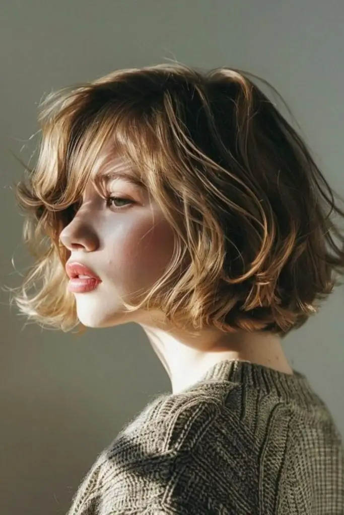 Chestnut tousled bob with airy volume