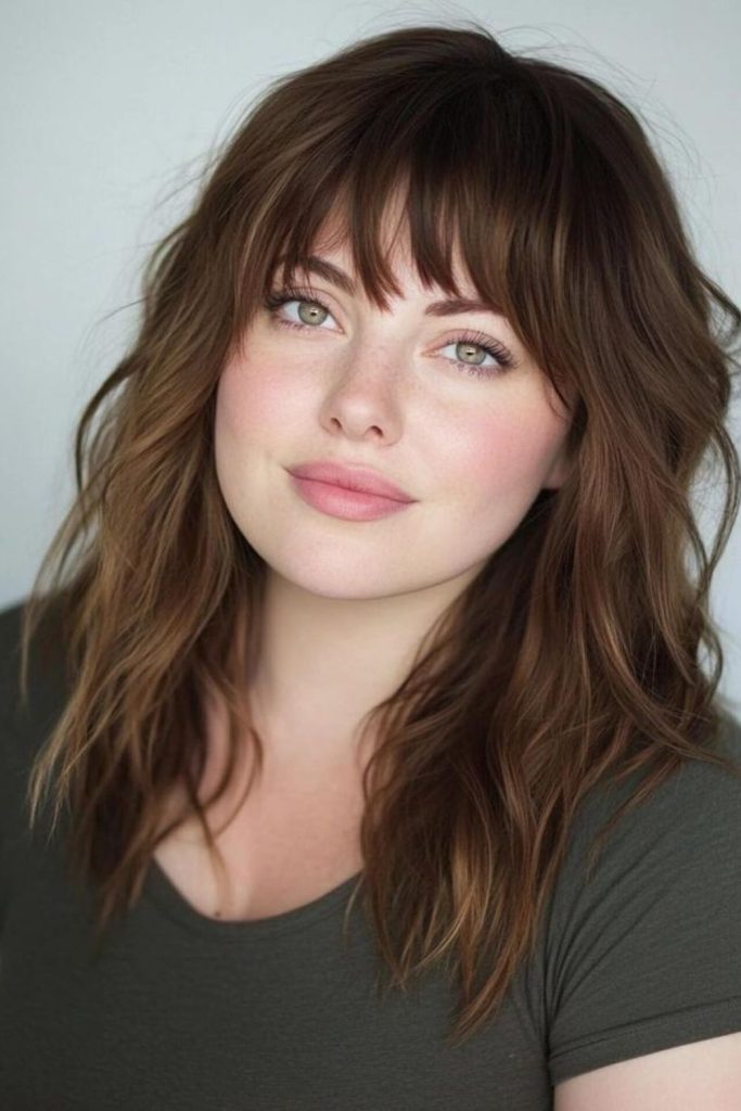 Choppy layered shoulder length haircut women
