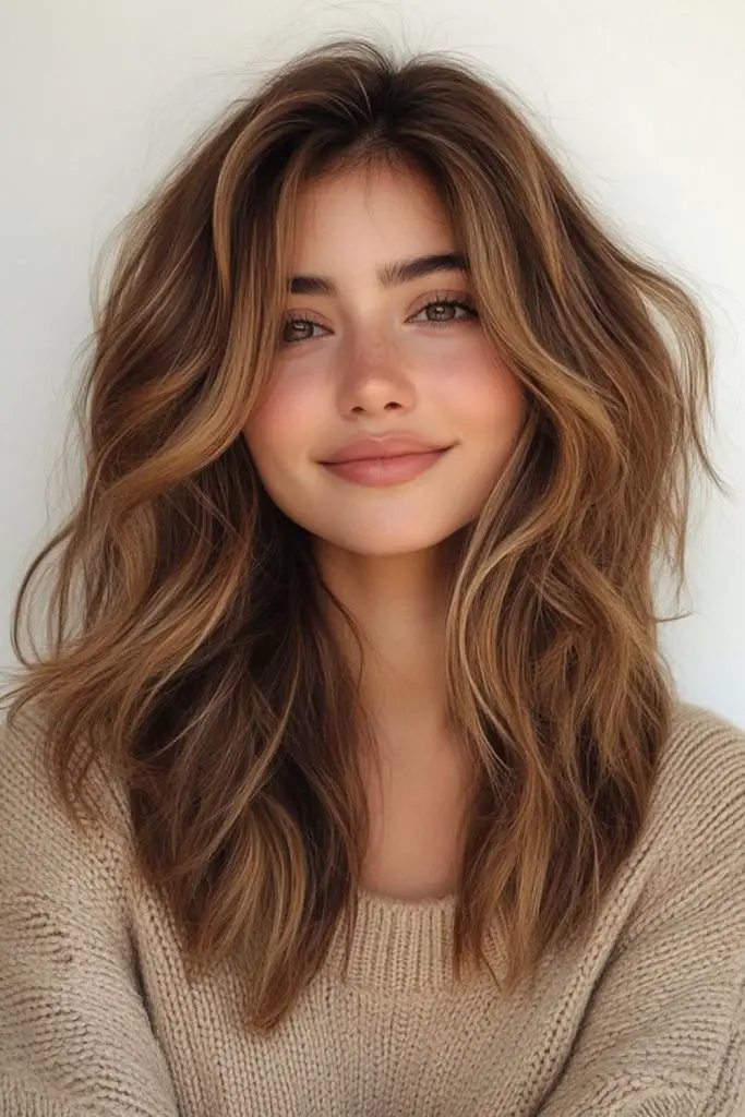 Cinnamon maple caramel on brown strands