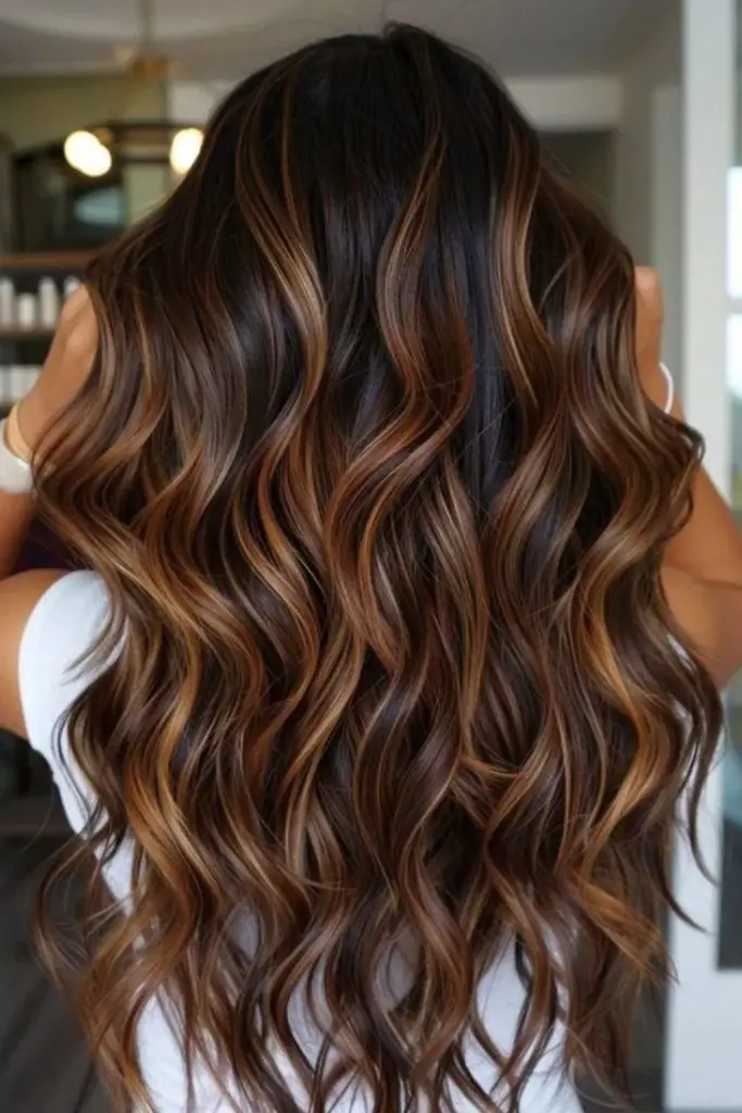 Cocoa brown hair with caramel sheen