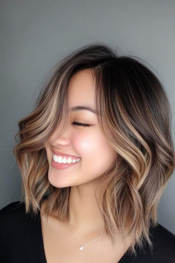 Cocoa cinnamon balayage on dark hair