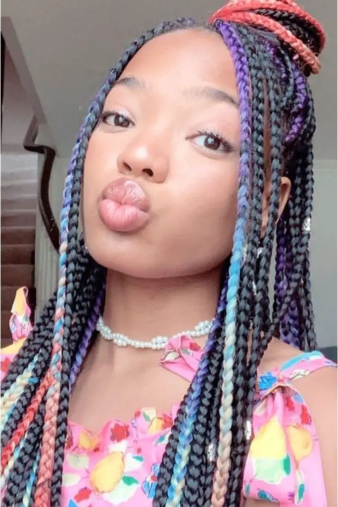 Peekaboo braids with hidden colors