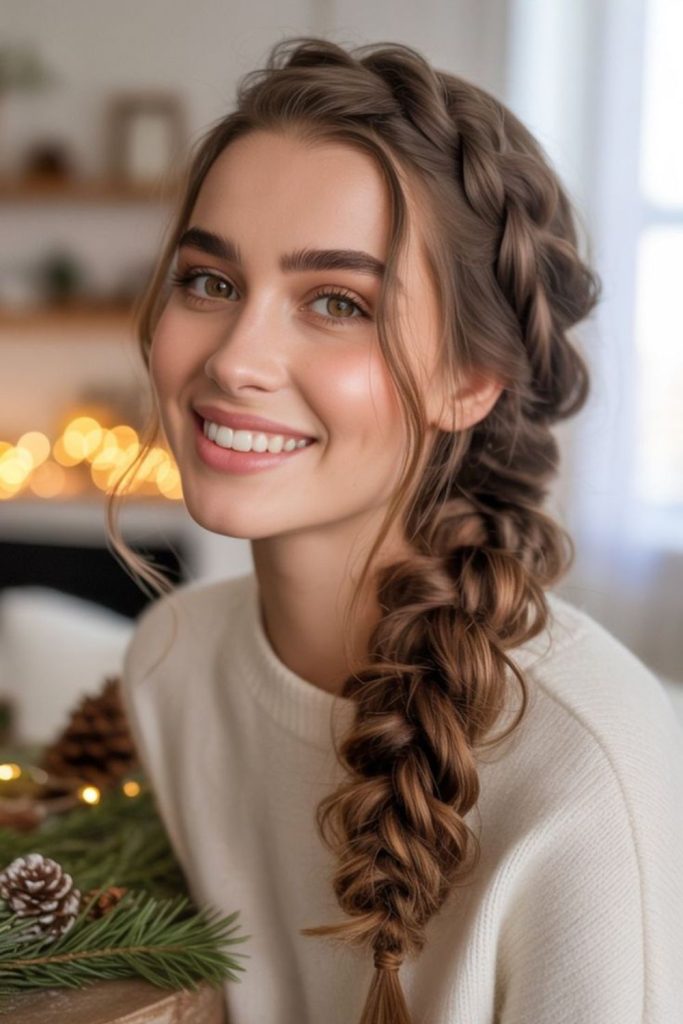 Chunky Dutch braid for cold days
