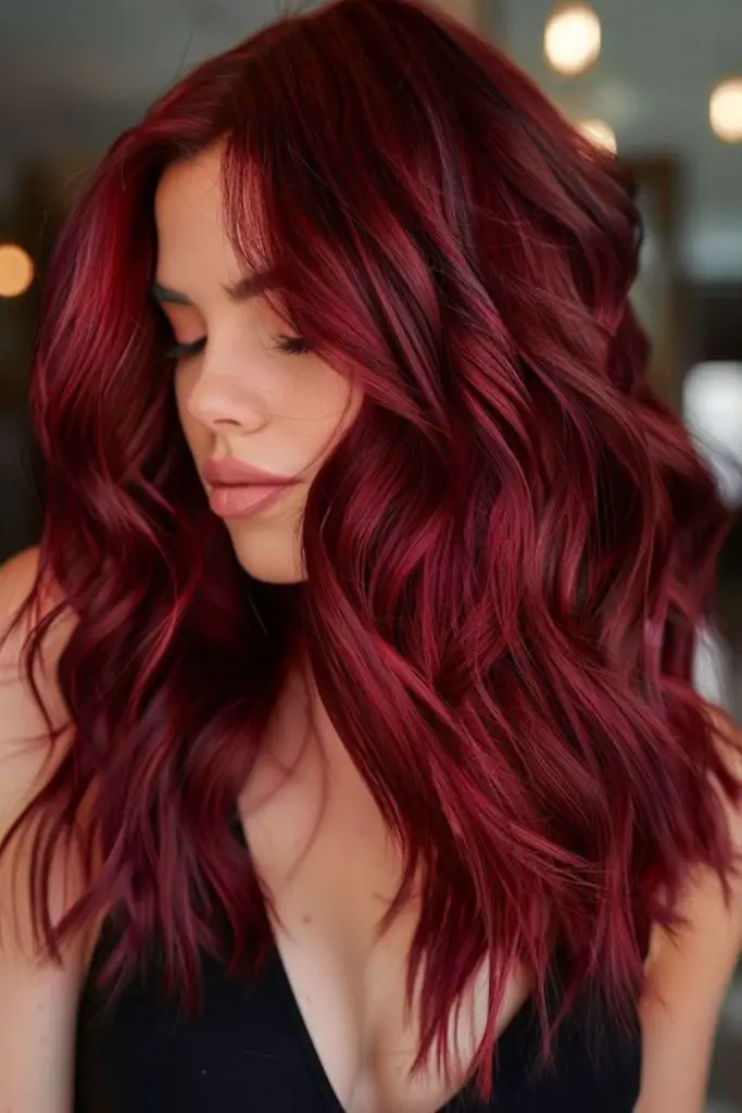 Deep crimson velvet red hair.