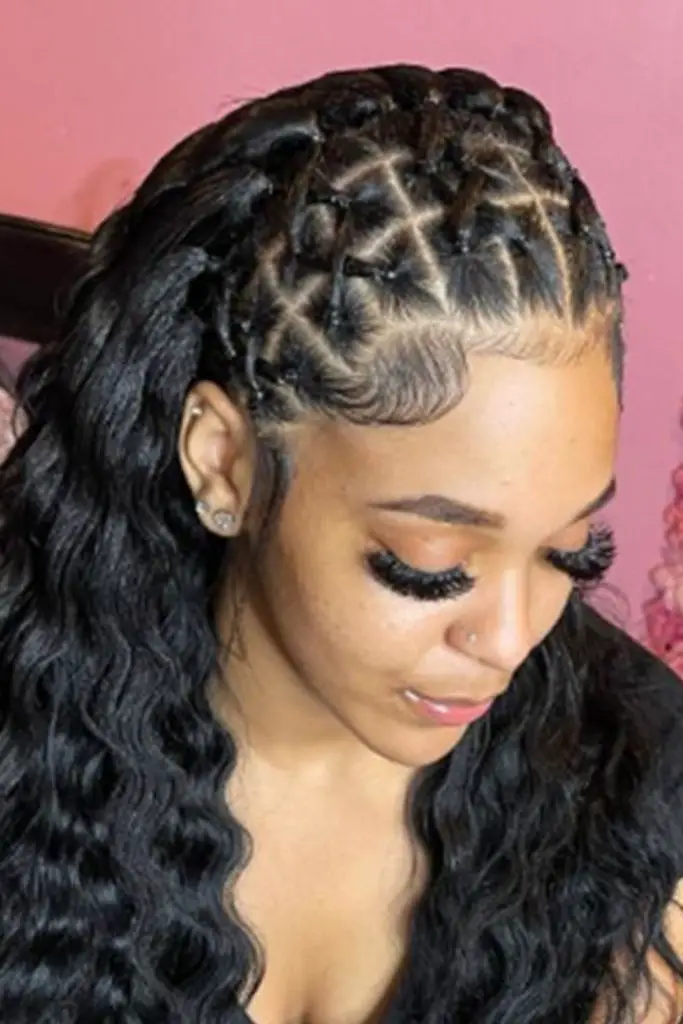 Crisscross cornrows intricate braided hairstyle