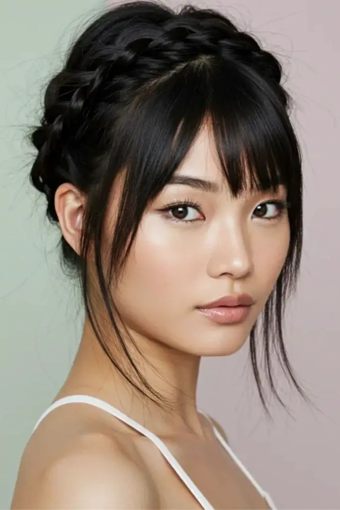 Halo braid wrapped around crown.