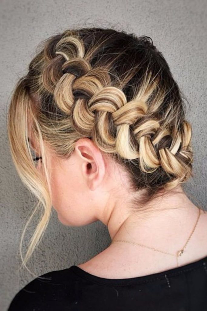 Crown braid illusion elongates round profile