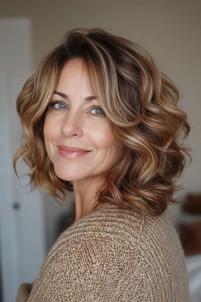 Wavy lob haircut with soft texture