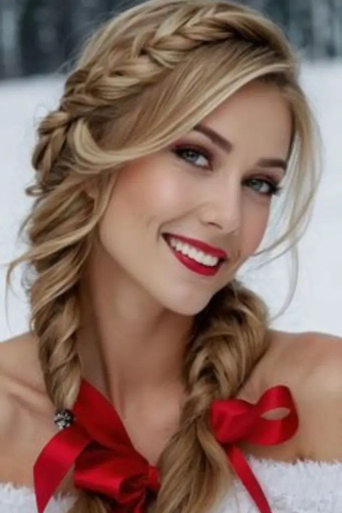 Twist braid interwoven with icy ribbon