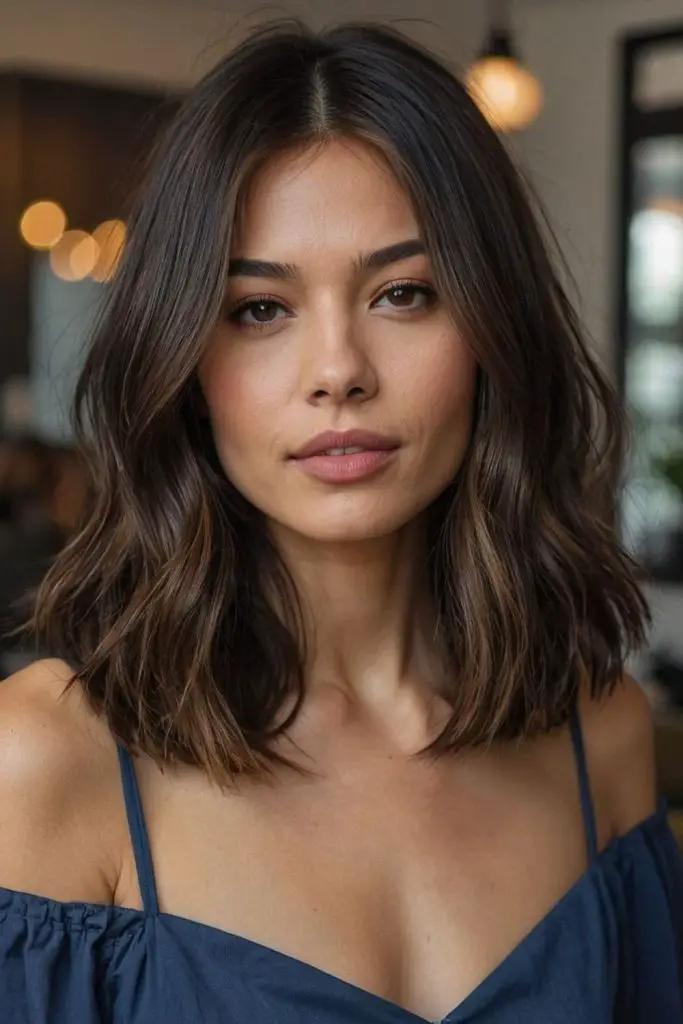 Curved midi wave romantic hairstyle