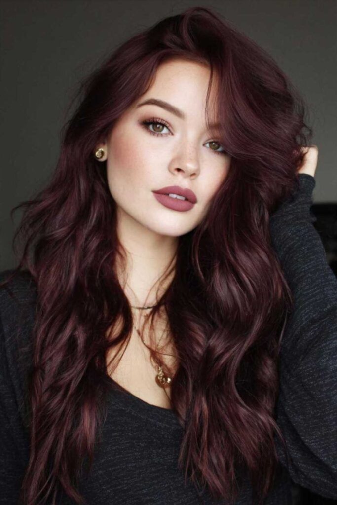 Deep wine velvet bold seasonal tone.
