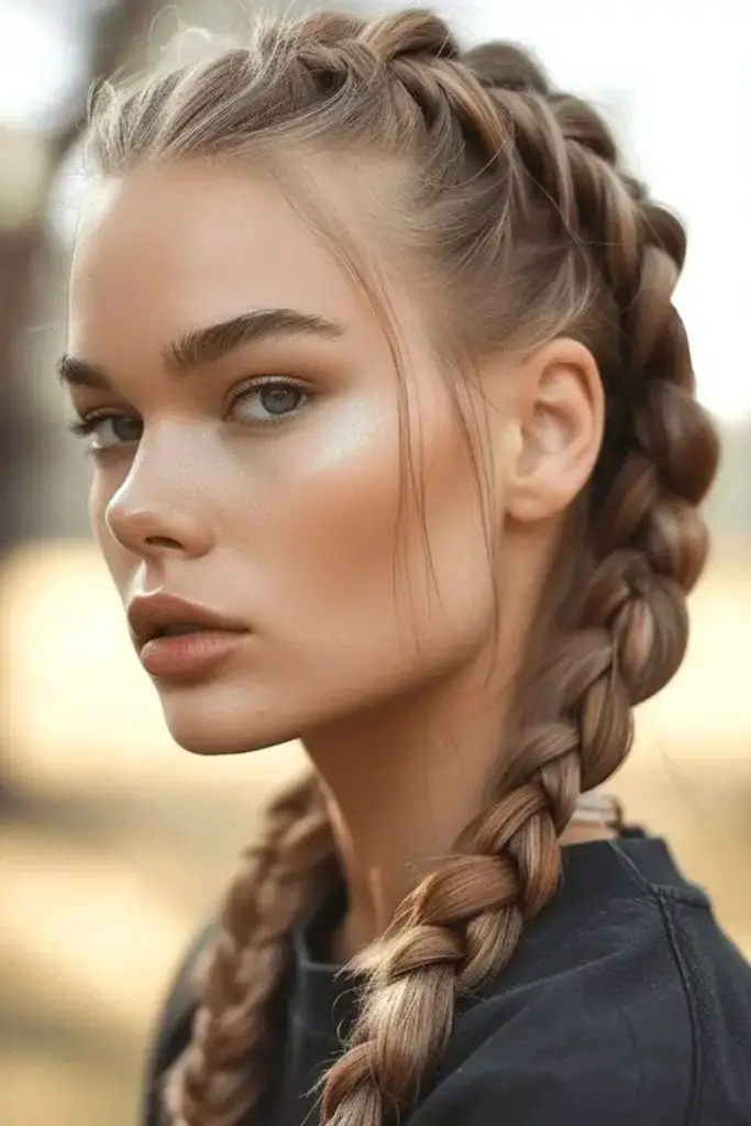 Dutch braided halo with boho flair