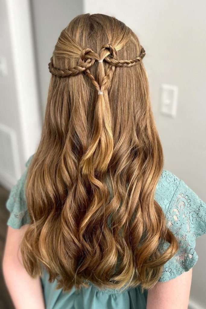 Heart-shaped crown braids for children.