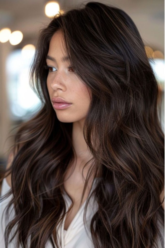 Espresso pearl brunette sleek glossy style