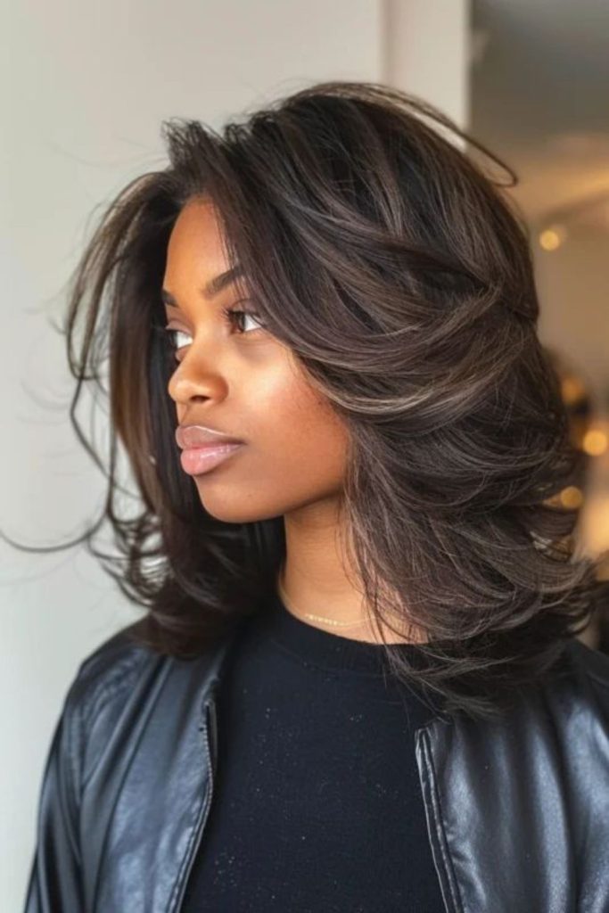 Feathered straight motion layered haircut