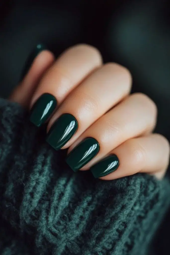 Forest moss deep green manicure