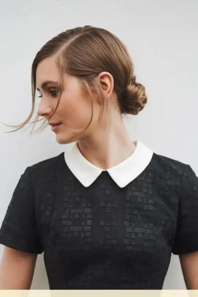 Mini French twist for short hair.
