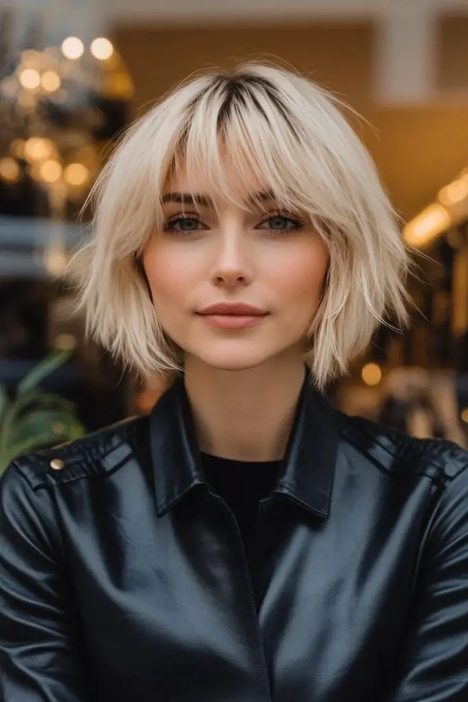 Frosted edge bob with icy highlights
