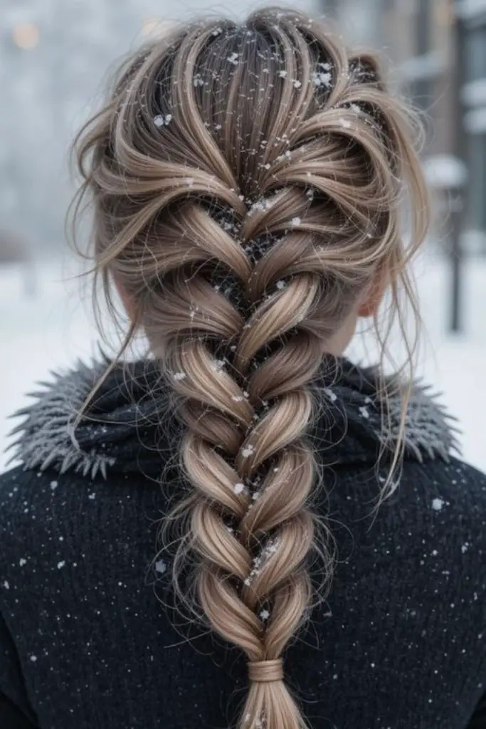 Ladder-style braid with icy highlights.