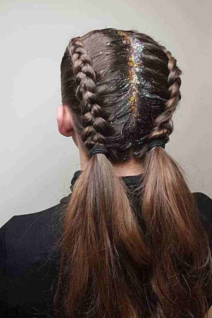Glitter Part Sparkle sparkly parted hairstyle