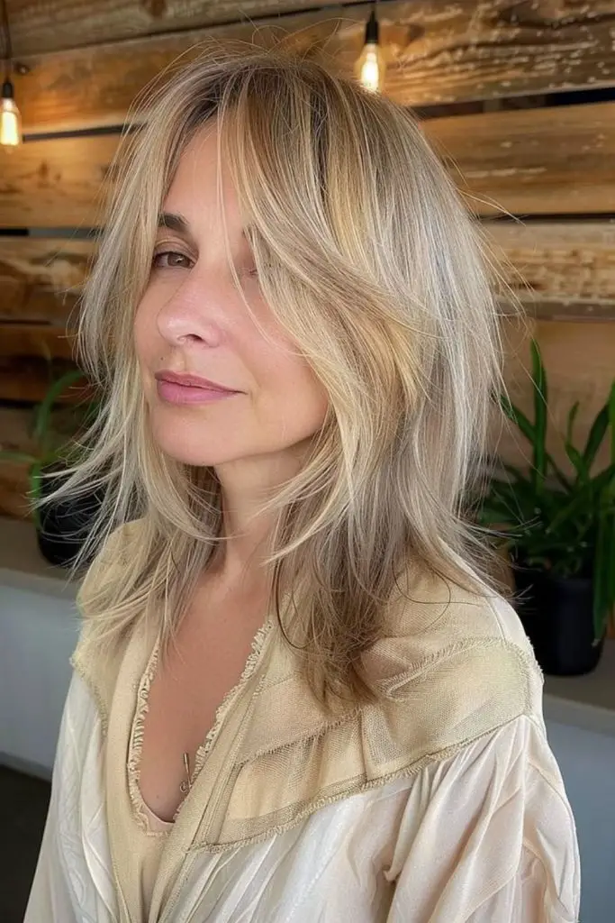 Gloss feathered crop shiny haircut