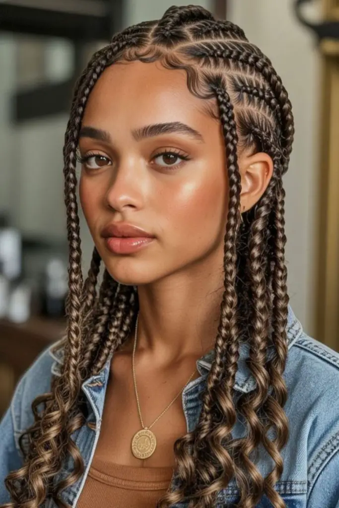 Goddess bohemian braids with loose waves
