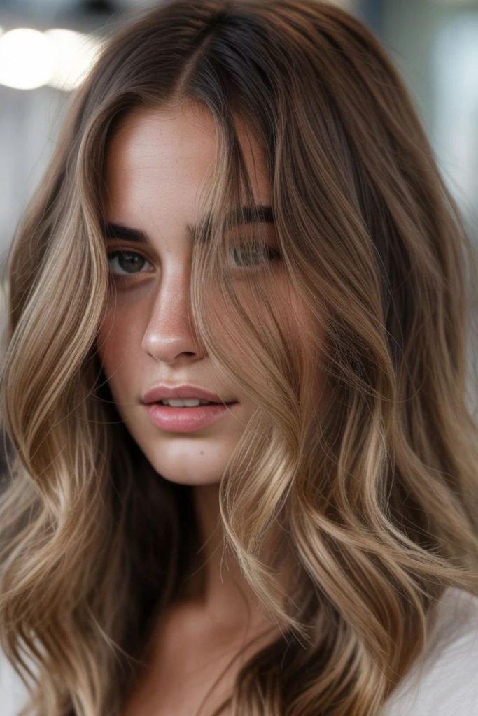 Golden bronze cascade shiny autumn waves