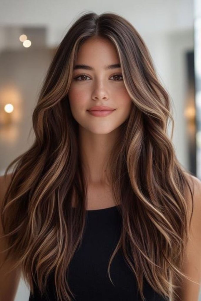 Golden chestnut shimmer autumn hair trend