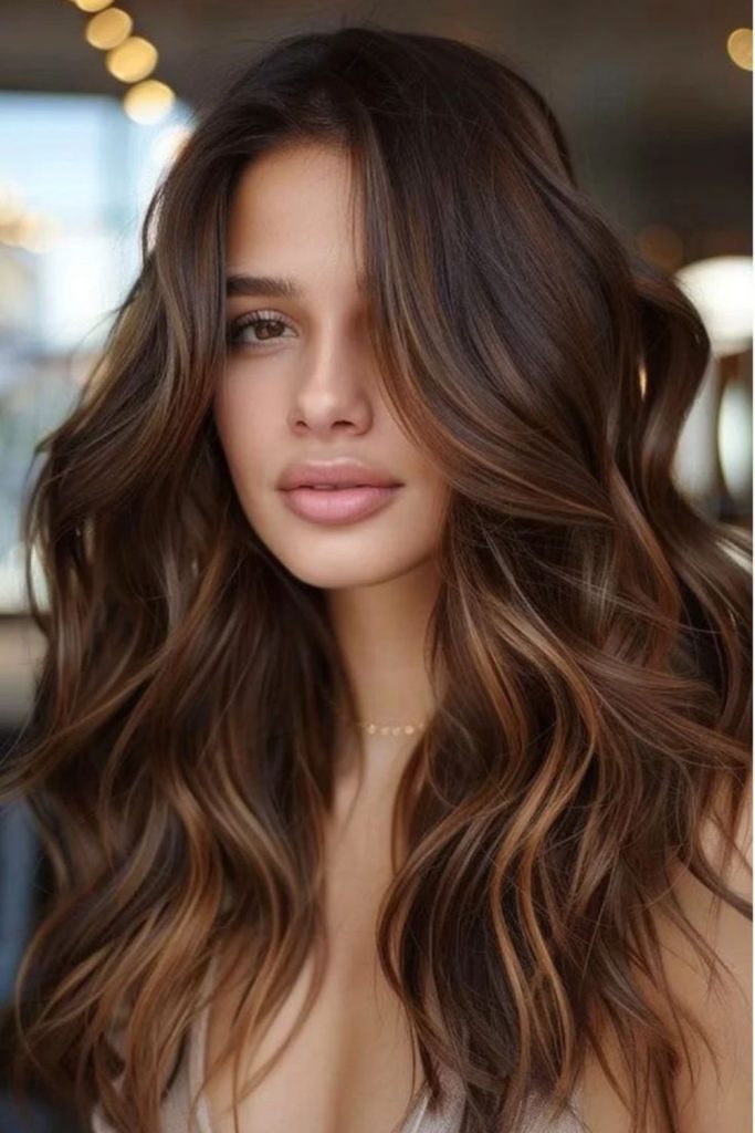 Golden mocha brunette hair with radiance