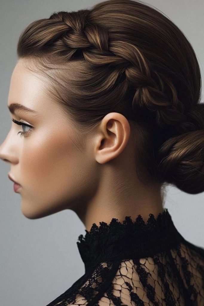Low bun braid hearth glow